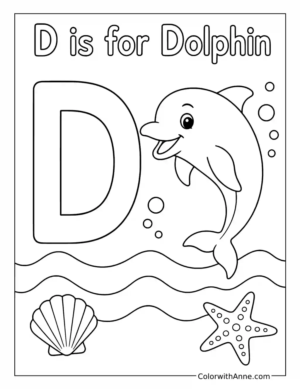 D Is for Dolphin coloring page