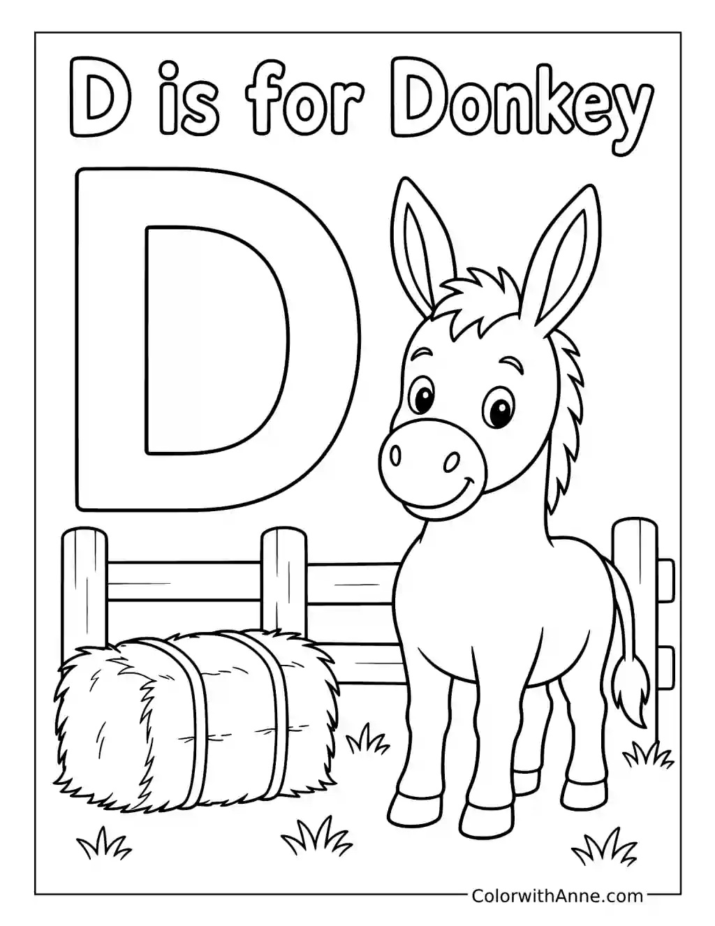 D Is for Donkey coloring page