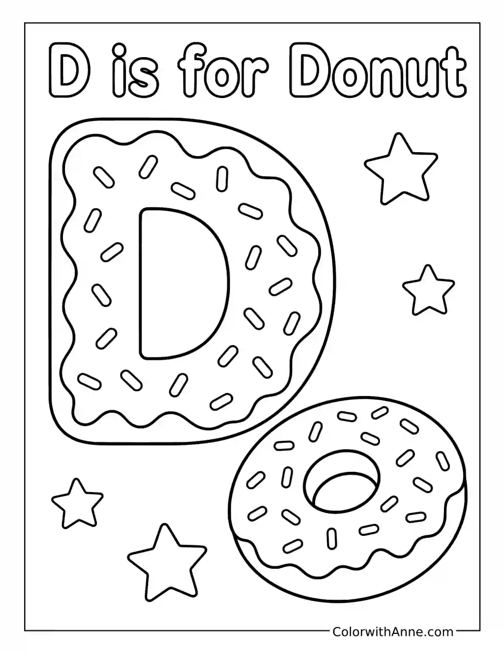 D Is for Donut coloring page