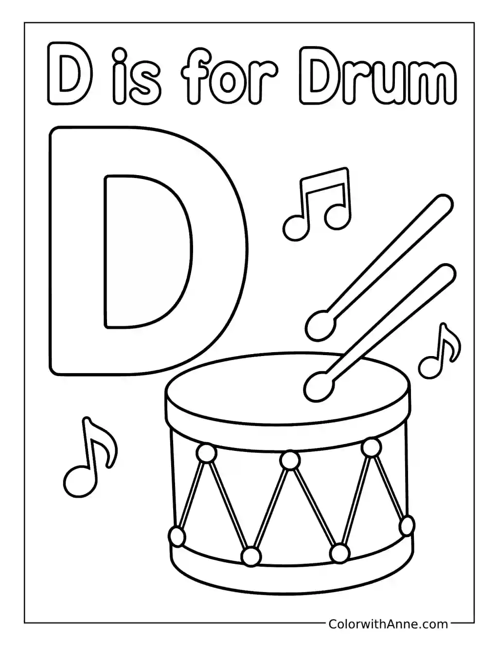 D Is for Drum coloring page