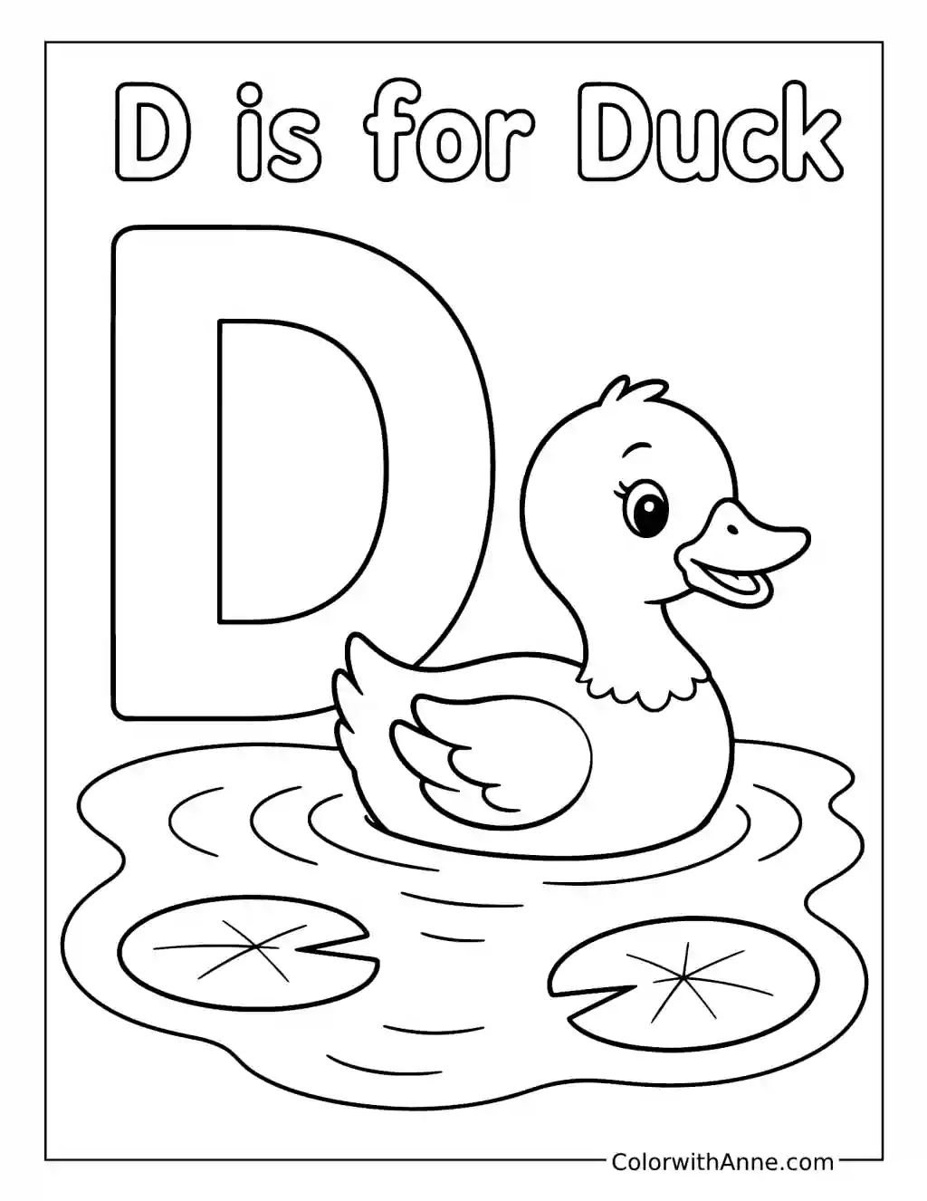 D Is for Duck coloring page
