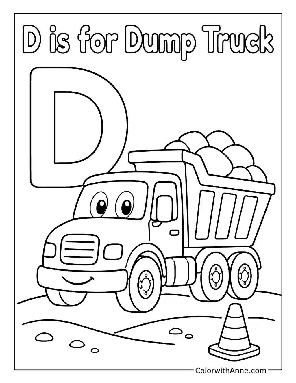 D Is for Dump Truck coloring page