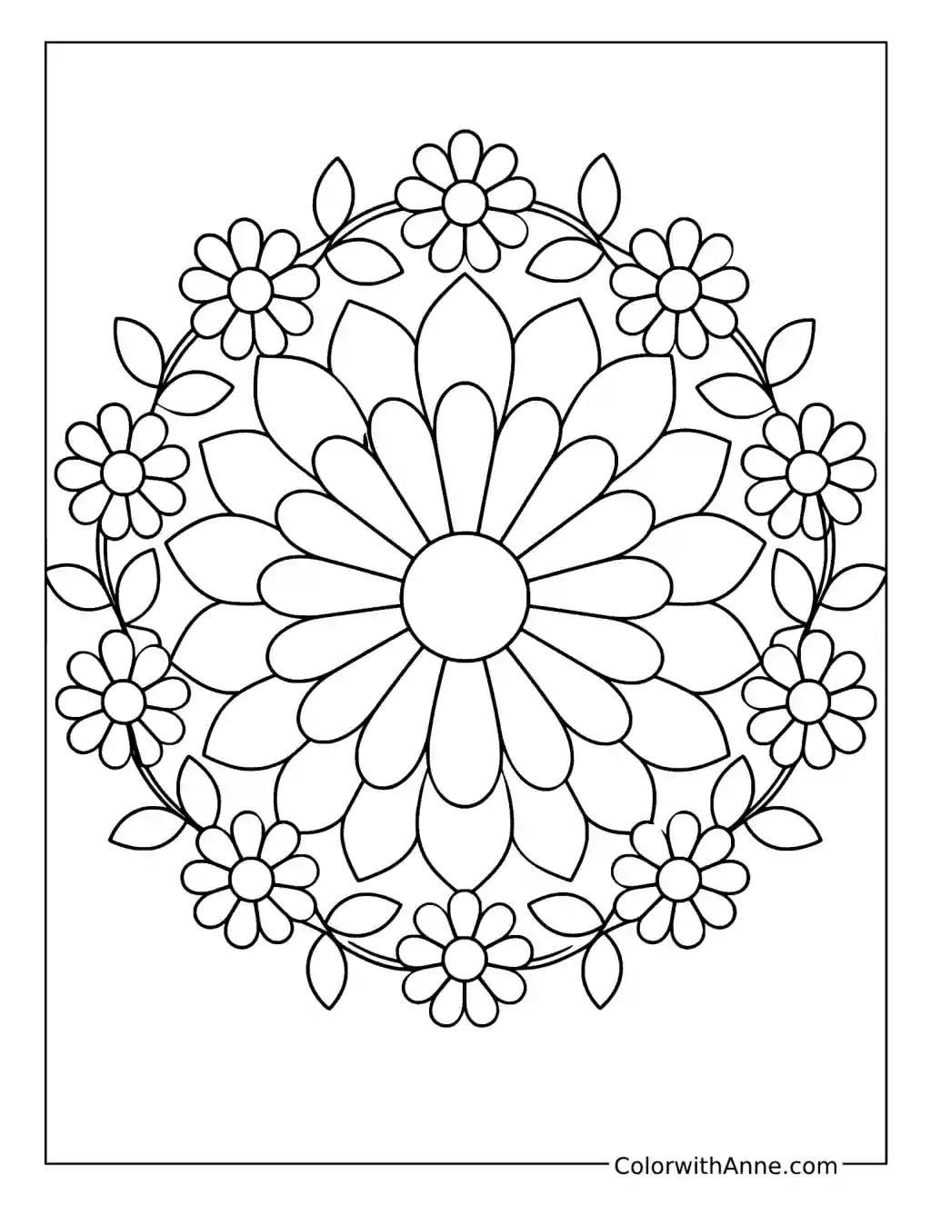Daisy Chain Flower Mandala coloring page