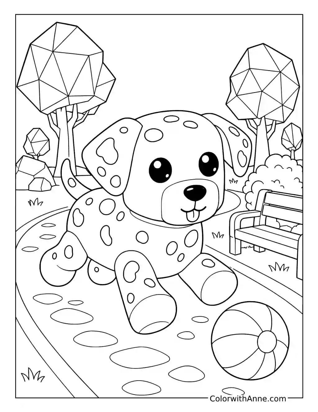 Dalmatian Running Through the Park coloring page