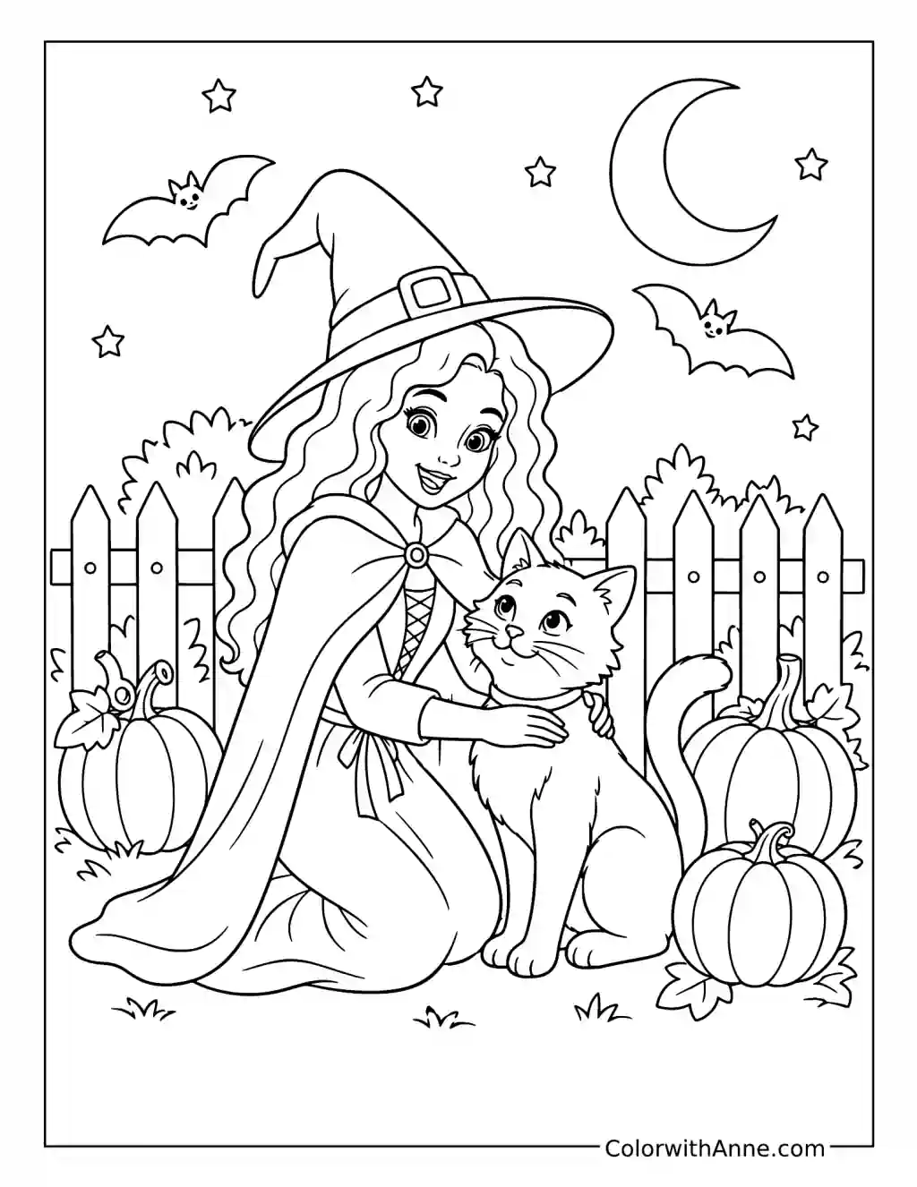 Dani and Binx on Halloween Night coloring page