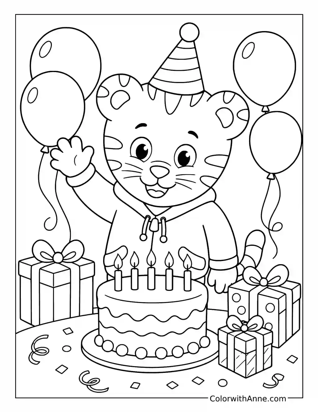 Daniel Tiger Celebrating His Birthday coloring page
