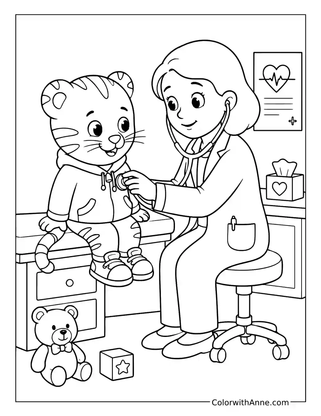 Daniel Tiger Getting a Checkup coloring page