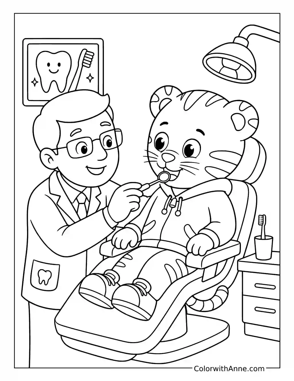 Daniel Tiger Visiting the Dentist coloring page