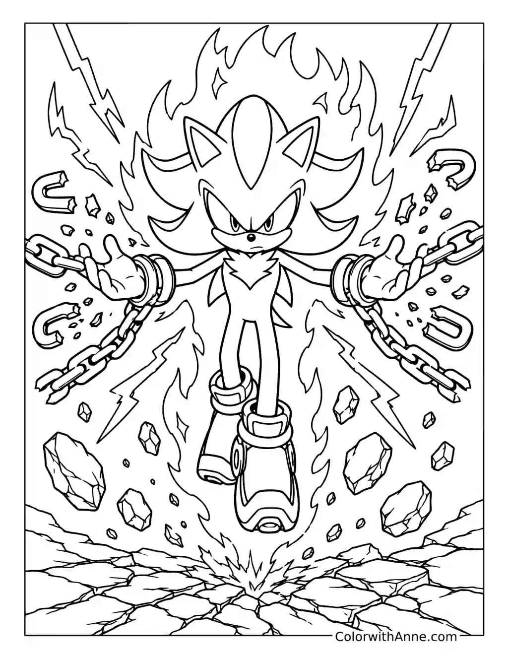Dark Sonic Breaking His Chains coloring page