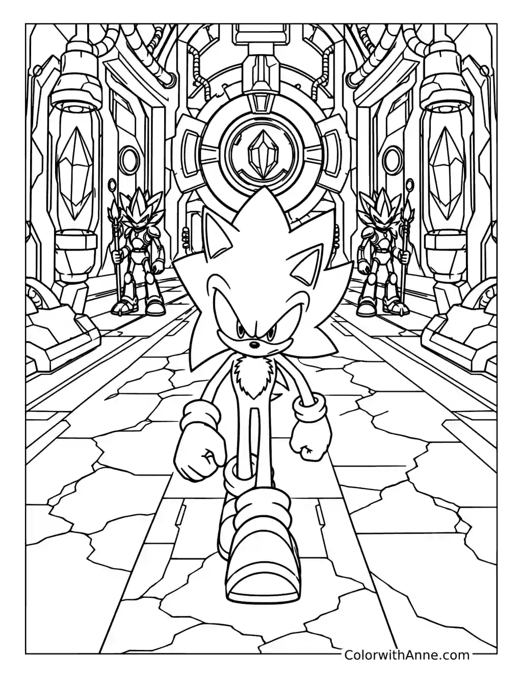 Dark Sonic in the Metarex Base coloring page