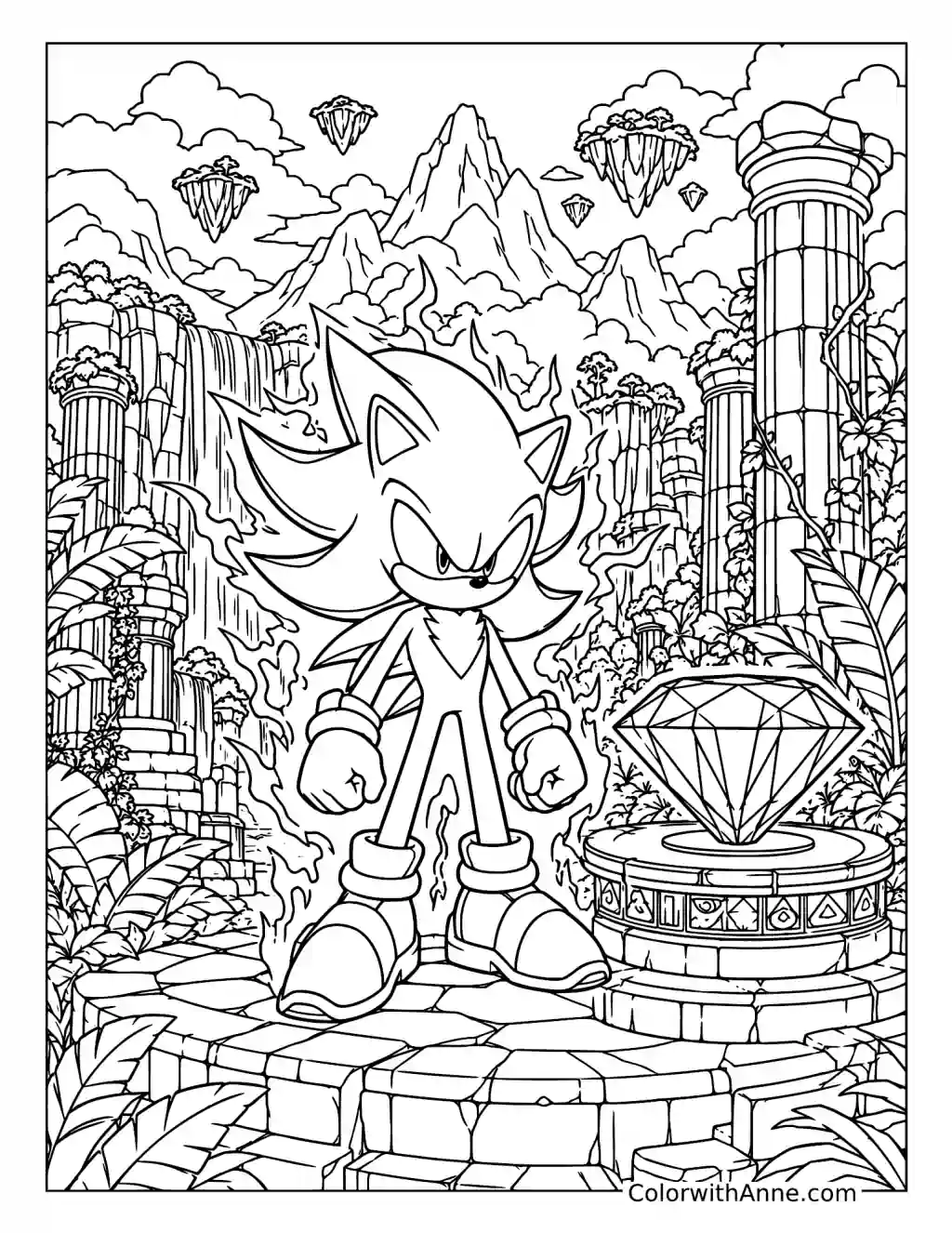 Dark Sonic on Angel Island coloring page