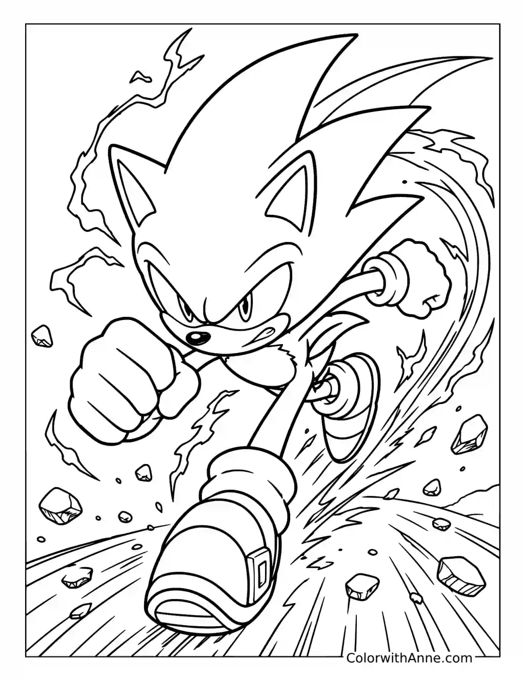 Dark Sonic Speed Attack coloring page