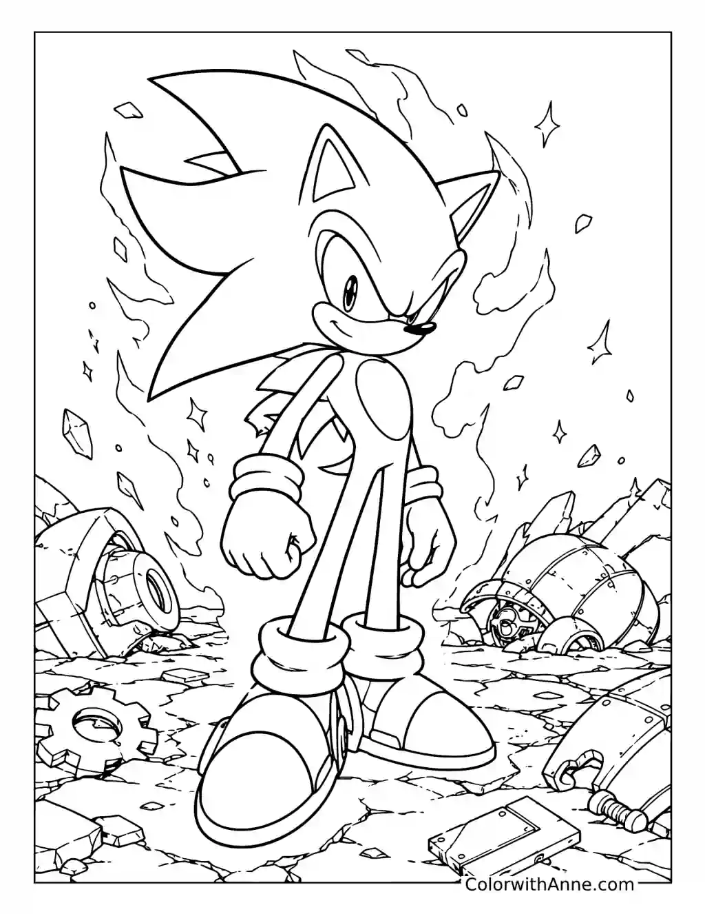 Dark Sonic Victory Pose coloring page