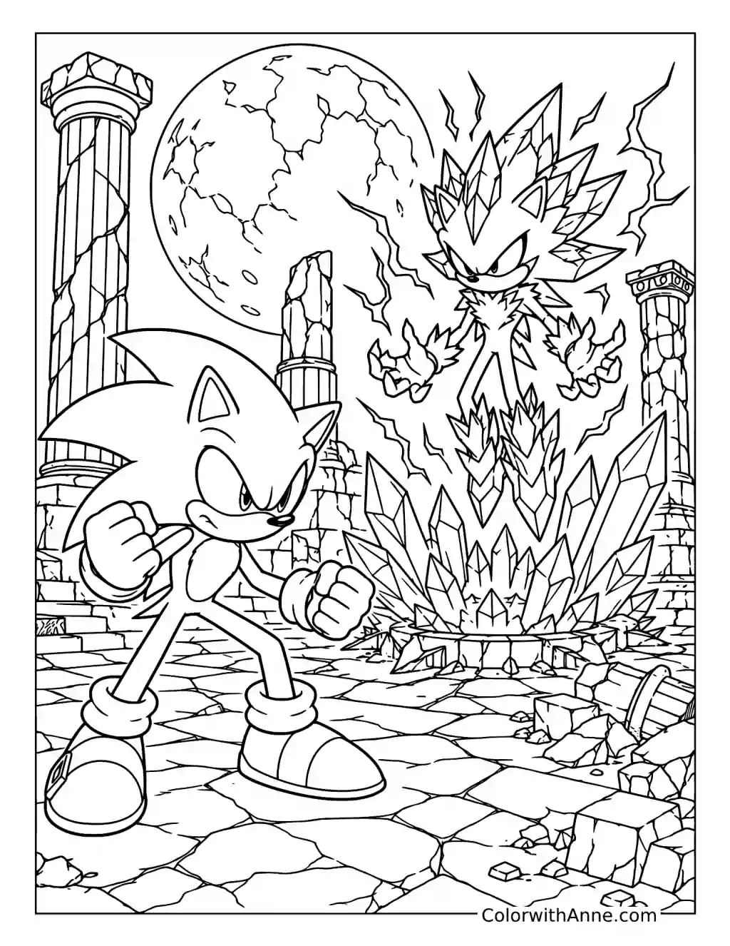 Dark Sonic vs. Mephiles coloring page