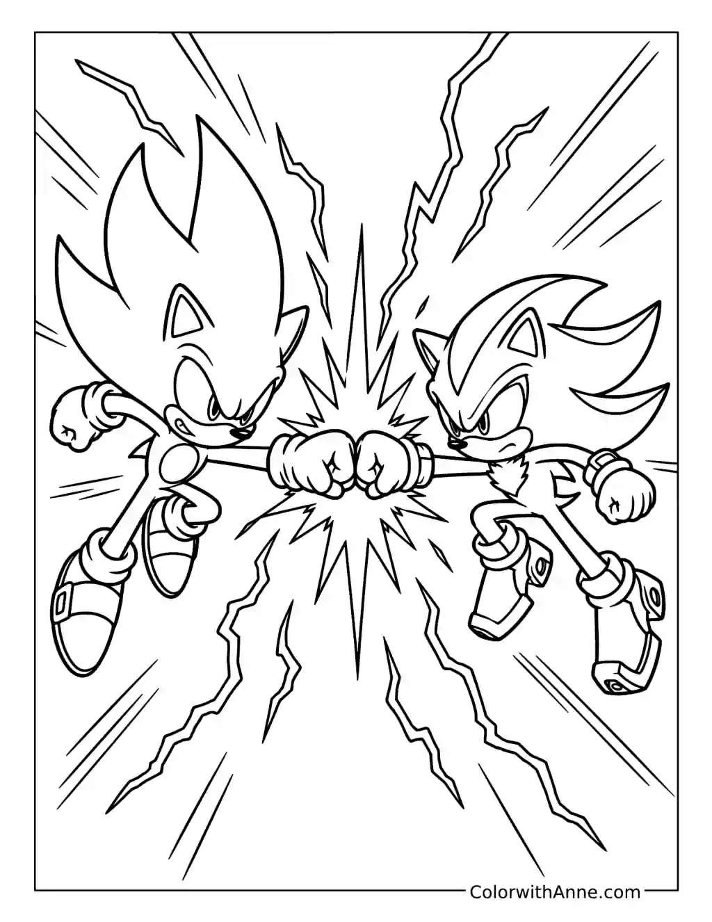 Dark Sonic vs. Shadow coloring page