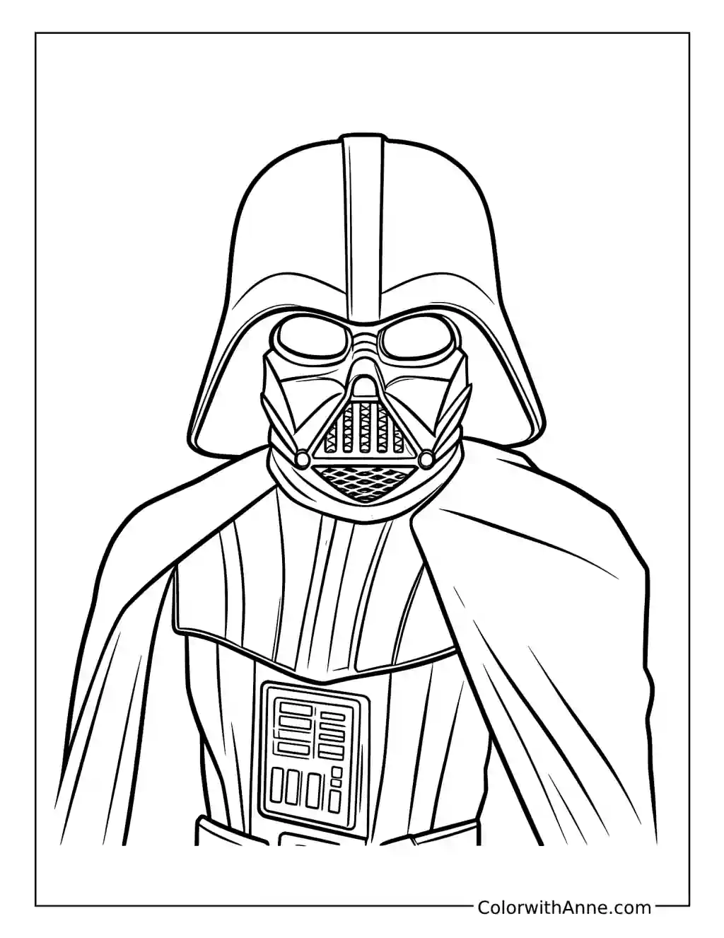 Darth Vader Armored Helmet Portrait coloring page