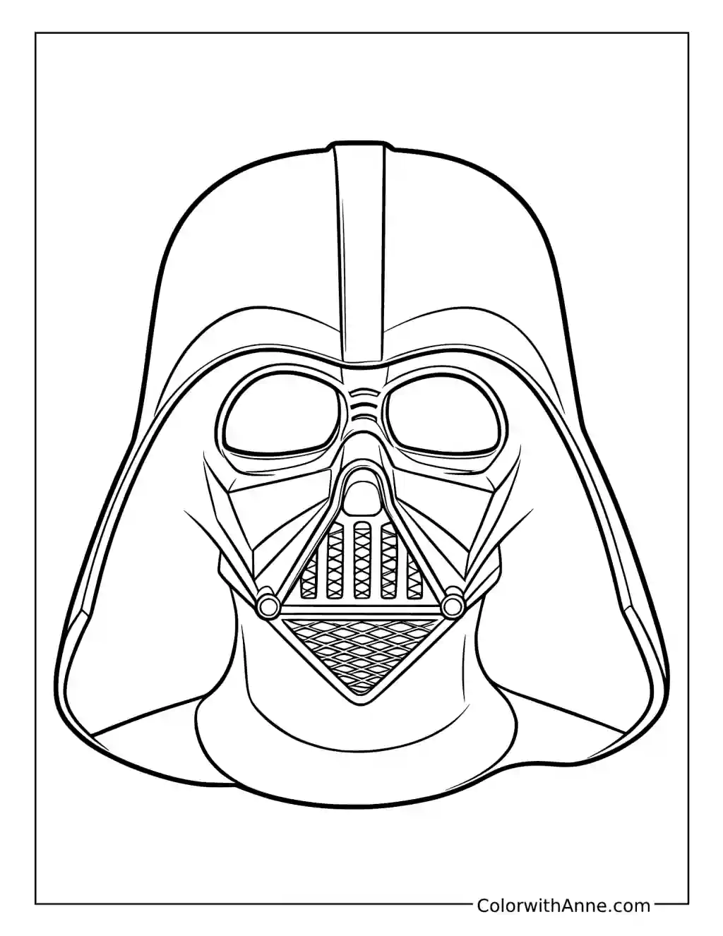 Darth Vader Front-Facing Helmet coloring page