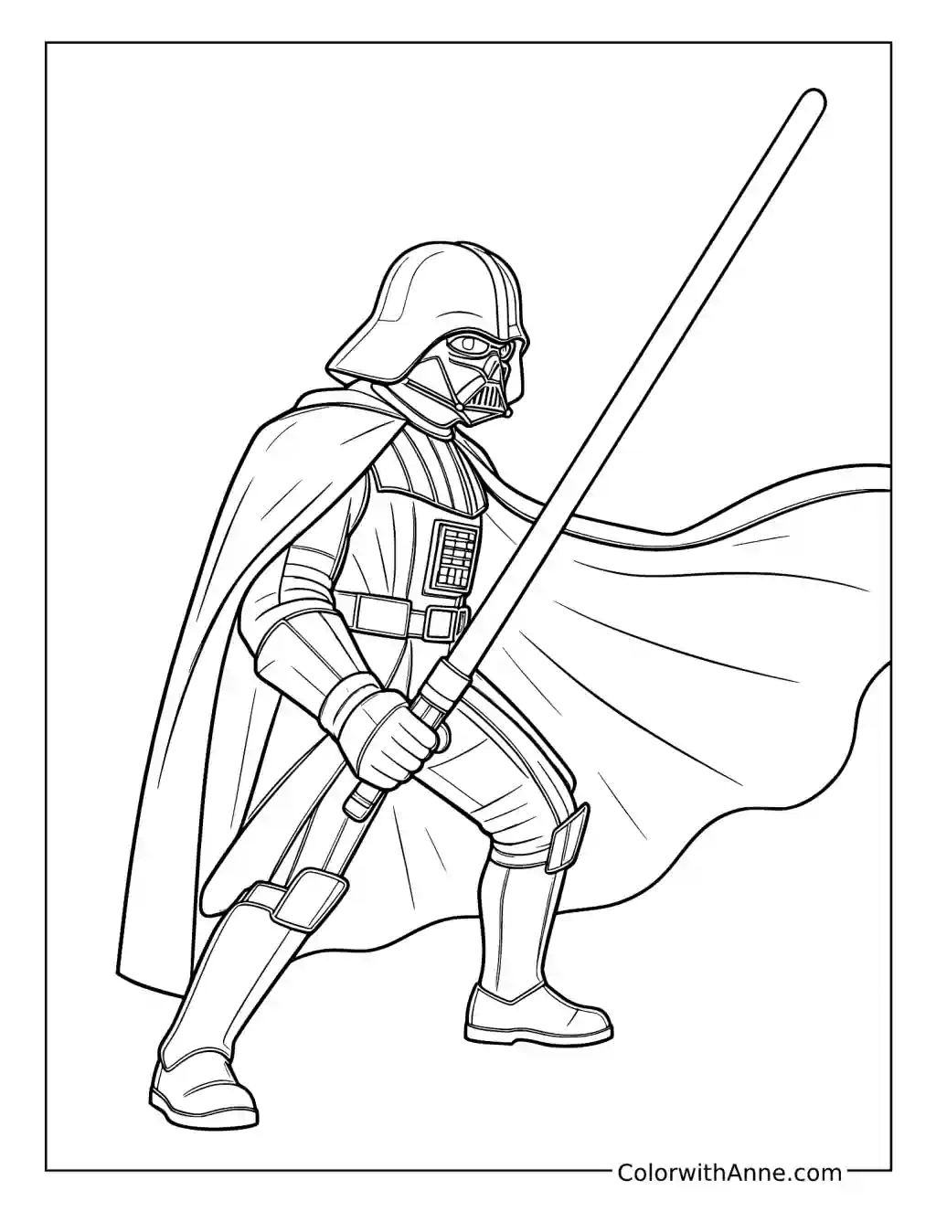 Darth Vader Holding a Long Weapon coloring page