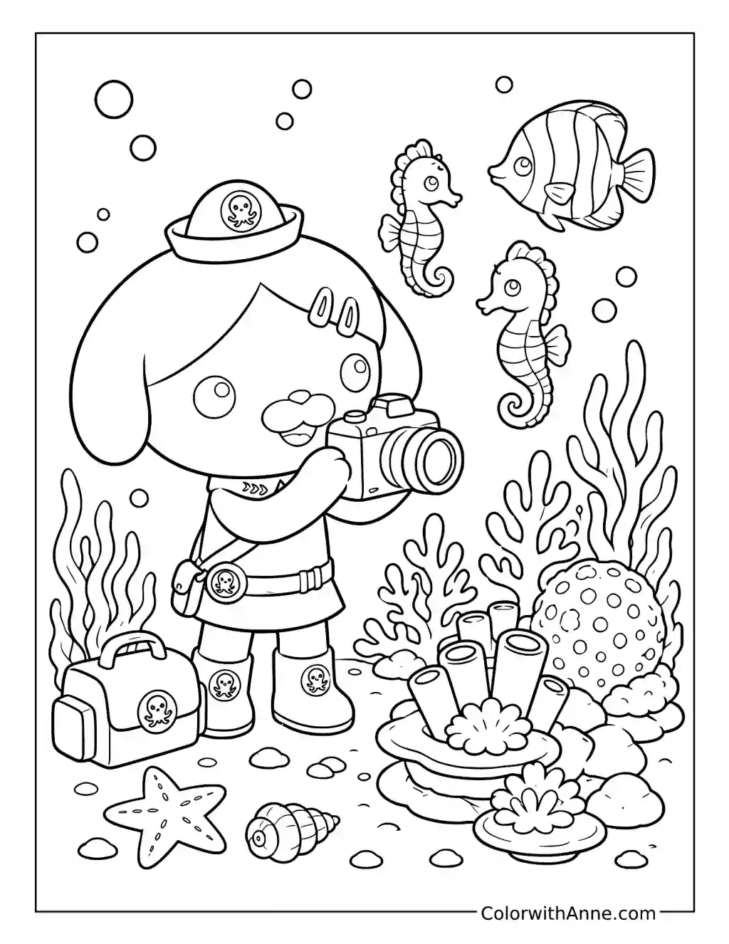 Dashi Photographing Seahorses coloring page