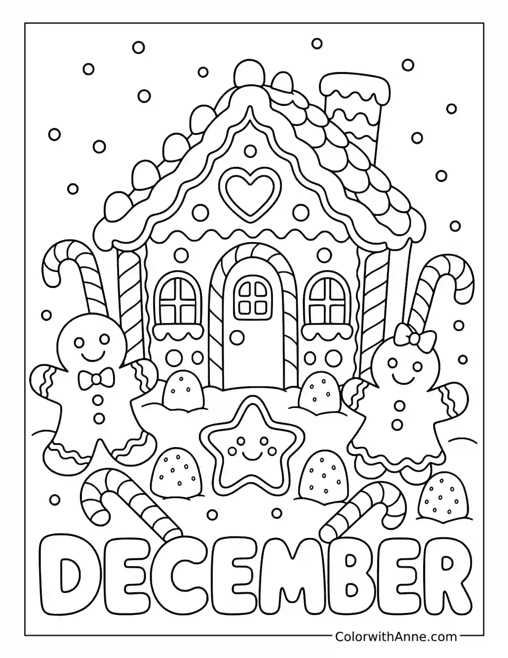 December Gingerbread House coloring page