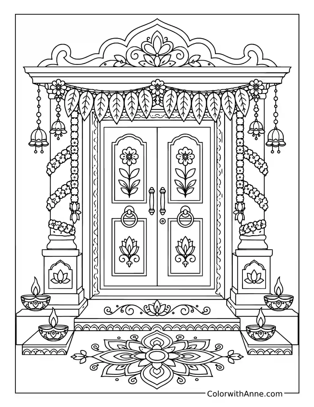 Decorated Doorway for Diwali coloring page