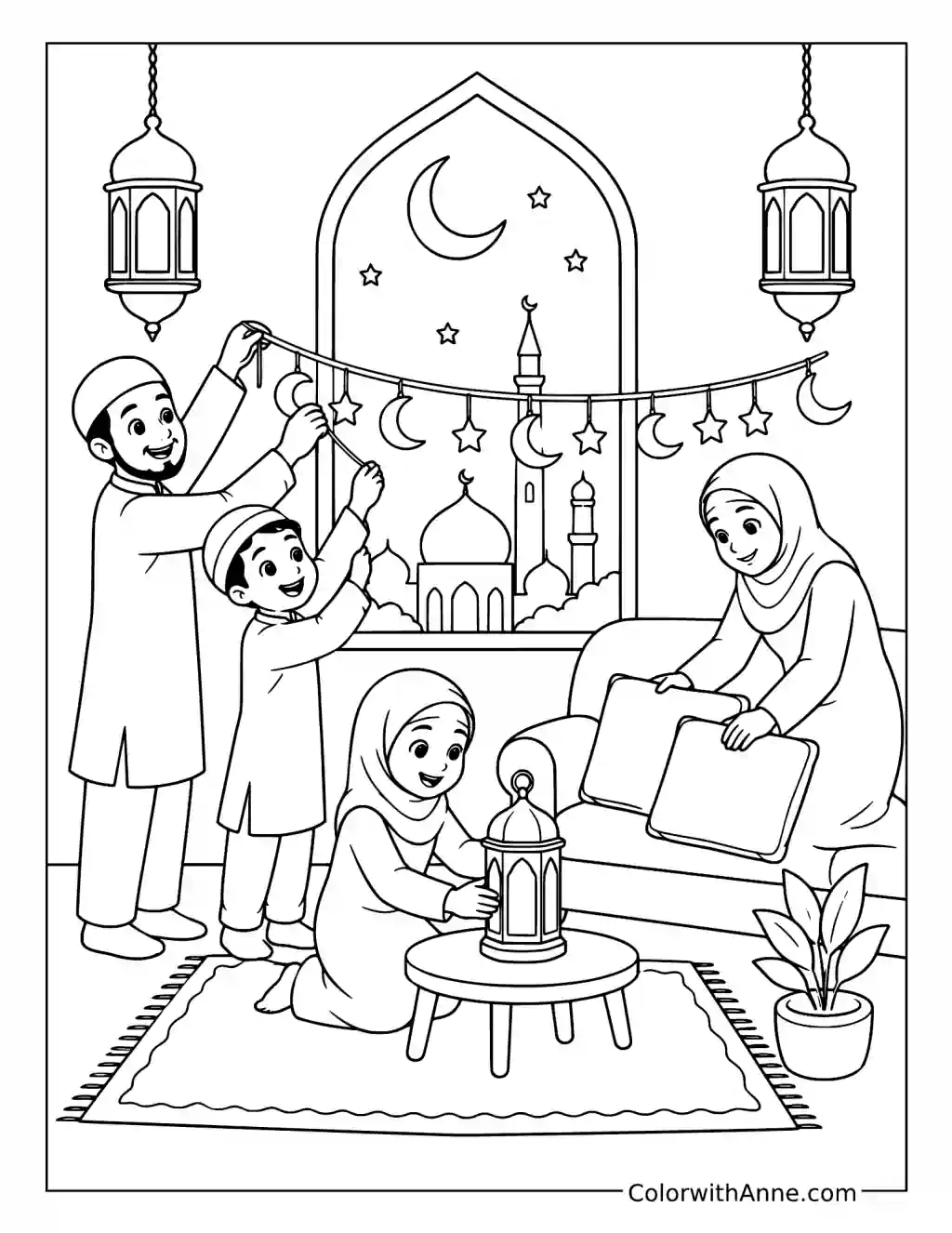 Decorating the Home for Ramadan coloring page