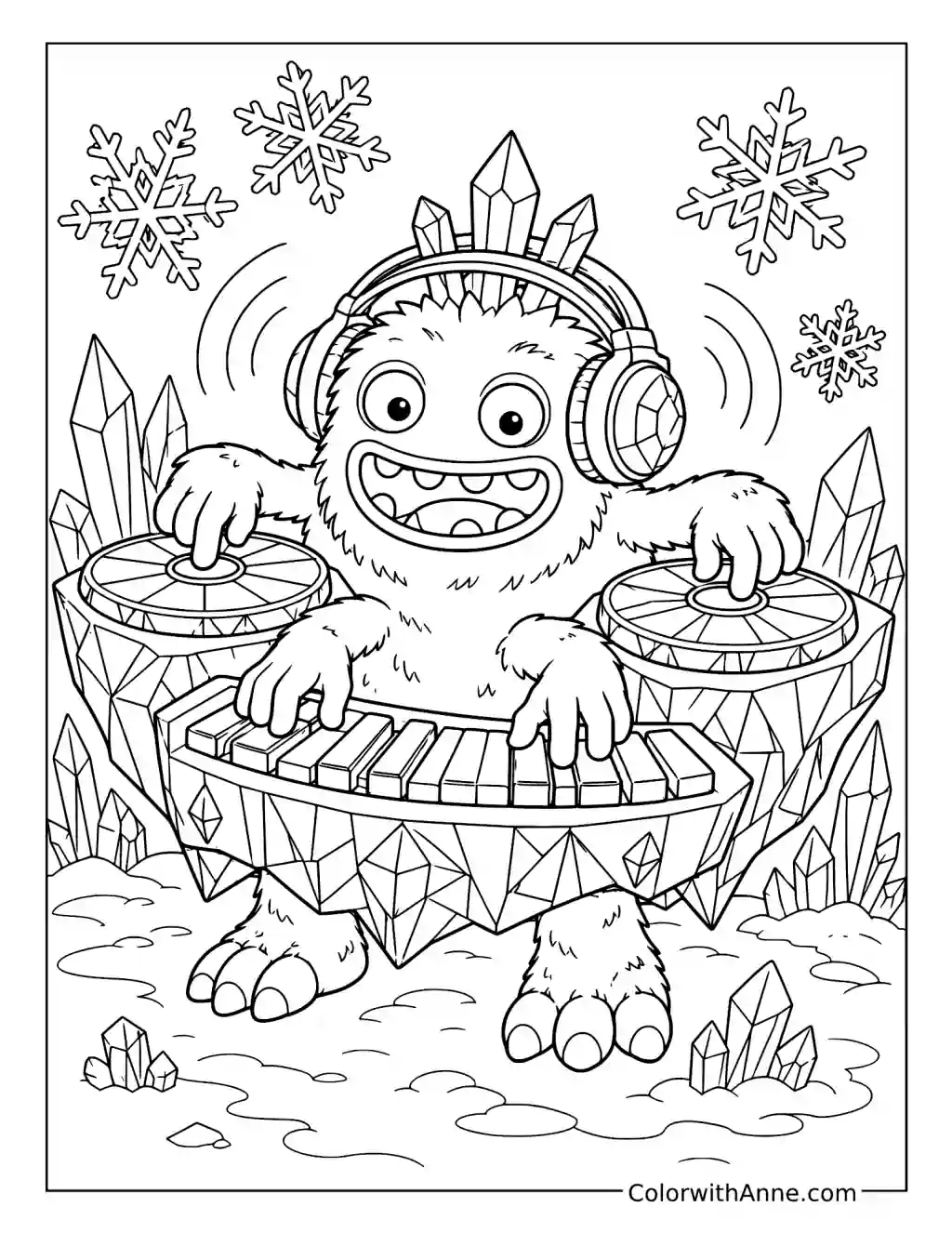 Deedge Ice Crystal DJ coloring page