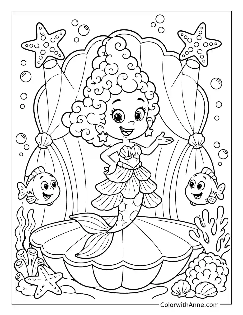 Deema’s Underwater Seashell Fashion Show coloring page