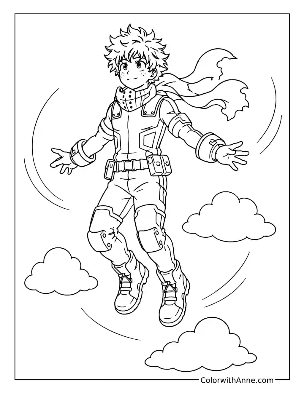 Deku Floating in the Sky coloring page