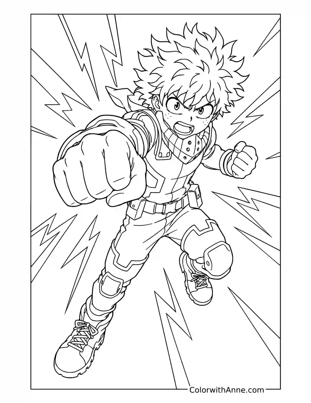 Deku One For All Punch coloring page
