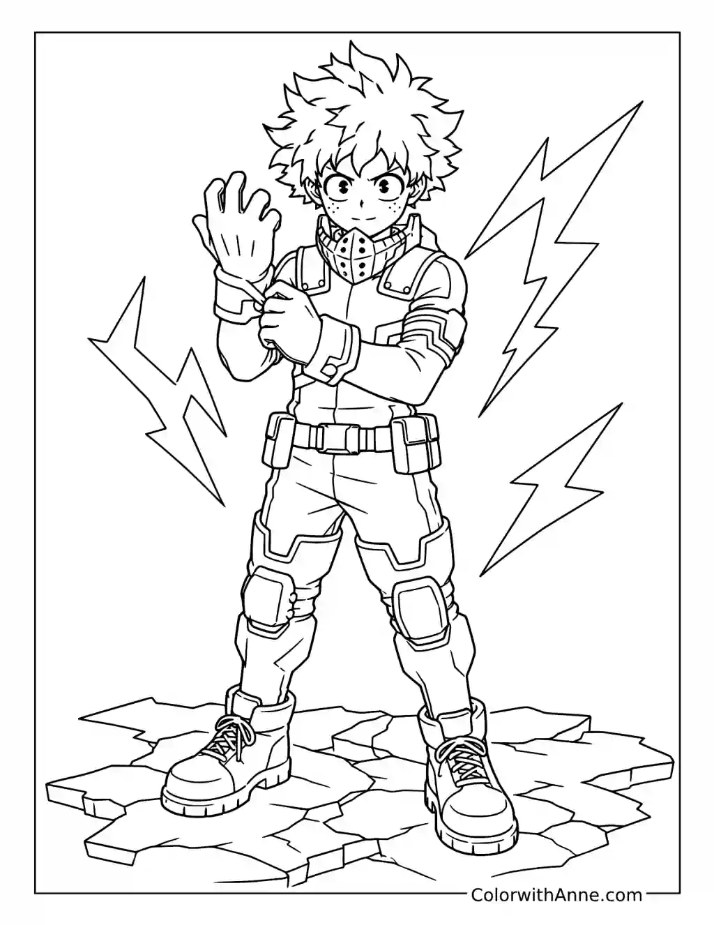 Deku Ready for Battle coloring page