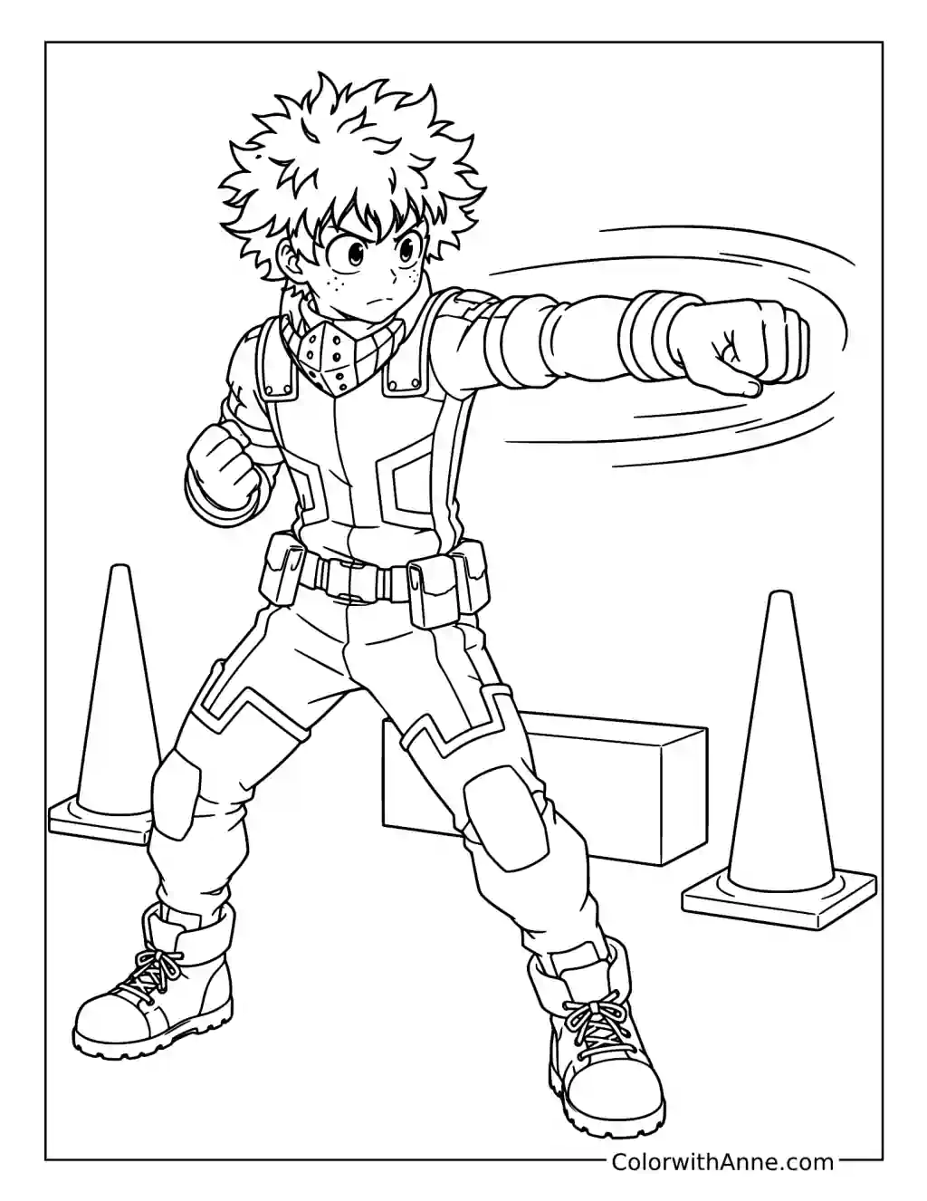 Deku Training at U.A. coloring page