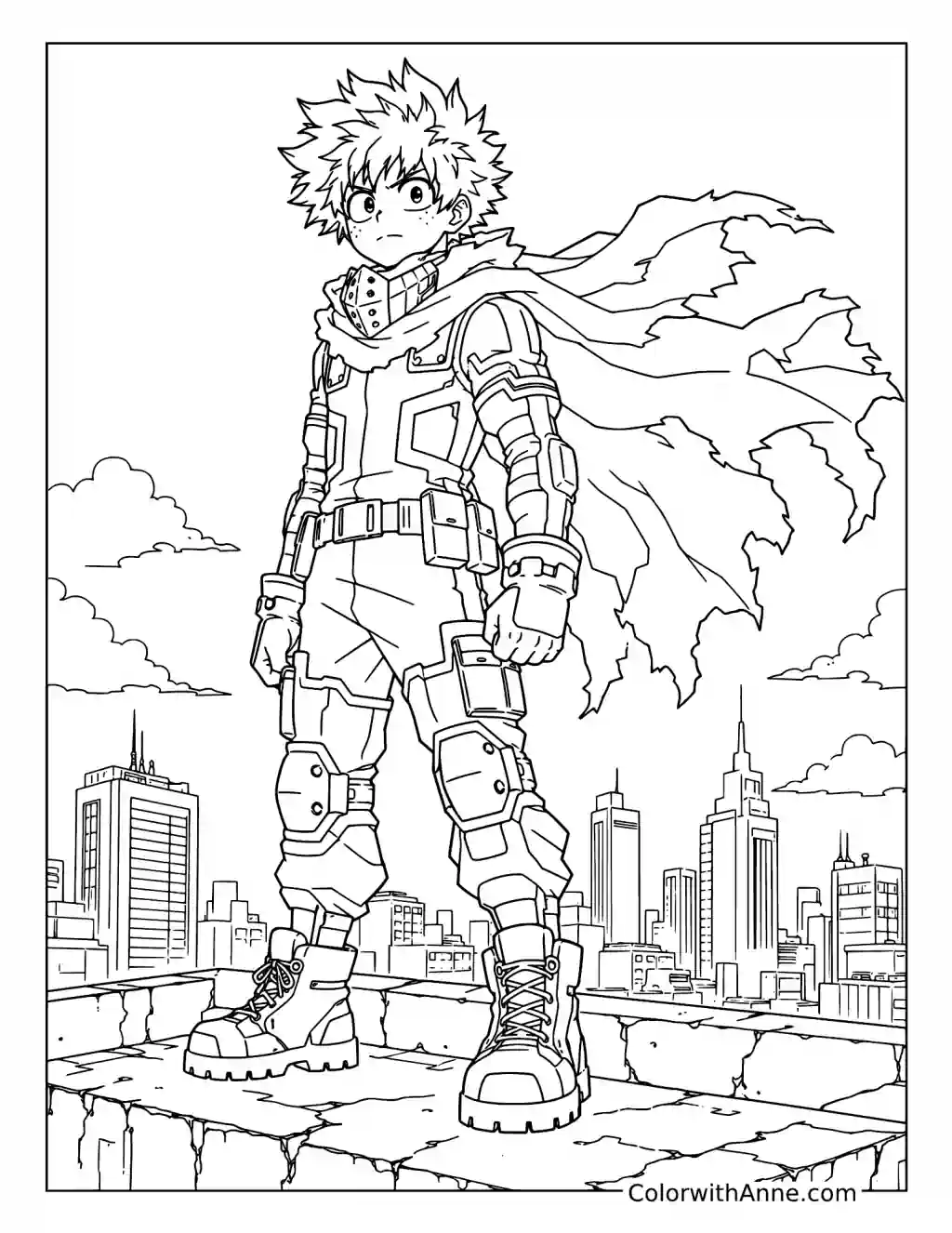 Deku Vigilante Cape coloring page