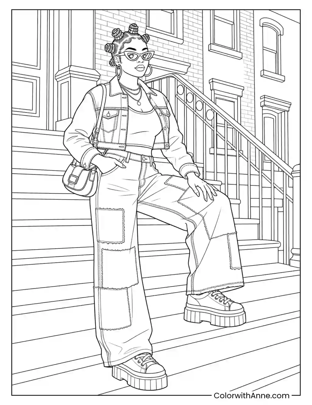 Denim-on-Denim Street Star coloring page