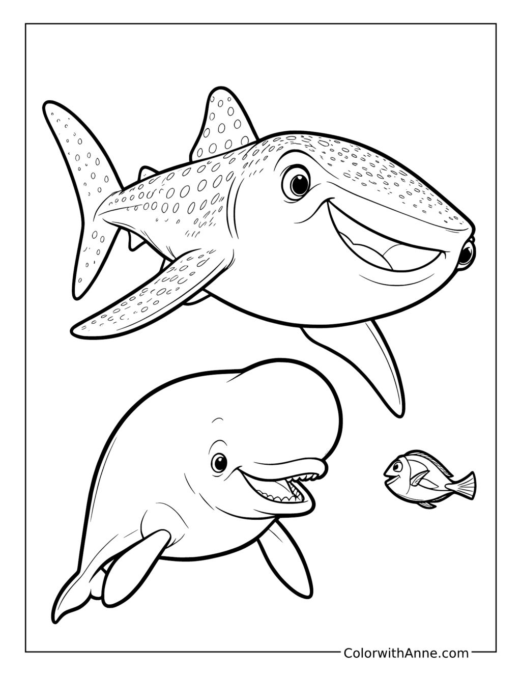 Destiny Bailey and Dory Swimming Together coloring page