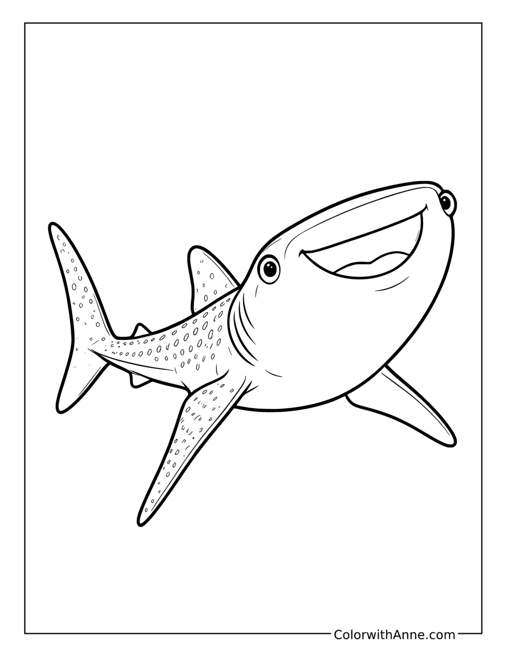 Destiny the Whale Shark Swimming Upward coloring page