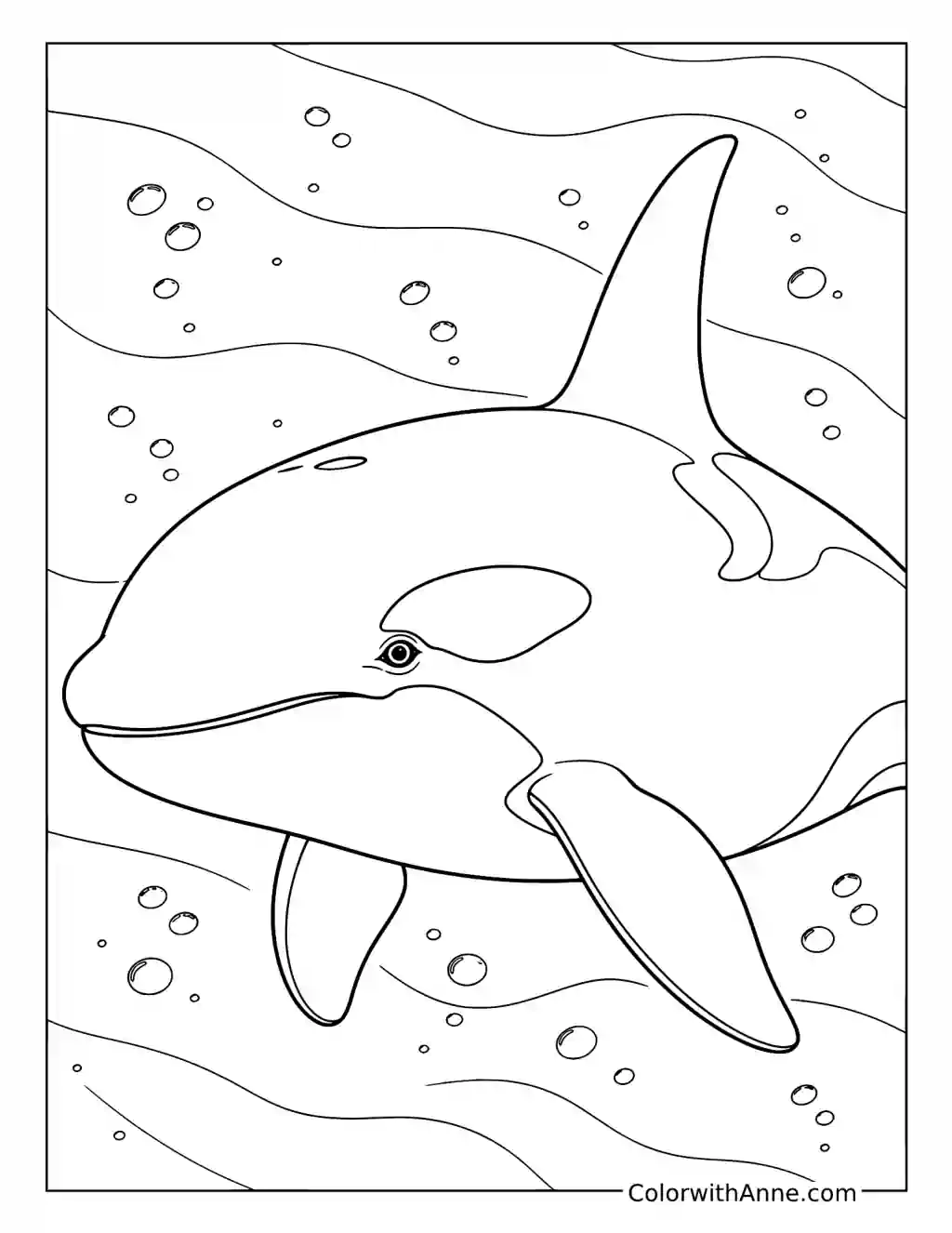 Detailed Realistic Orca Portrait coloring page