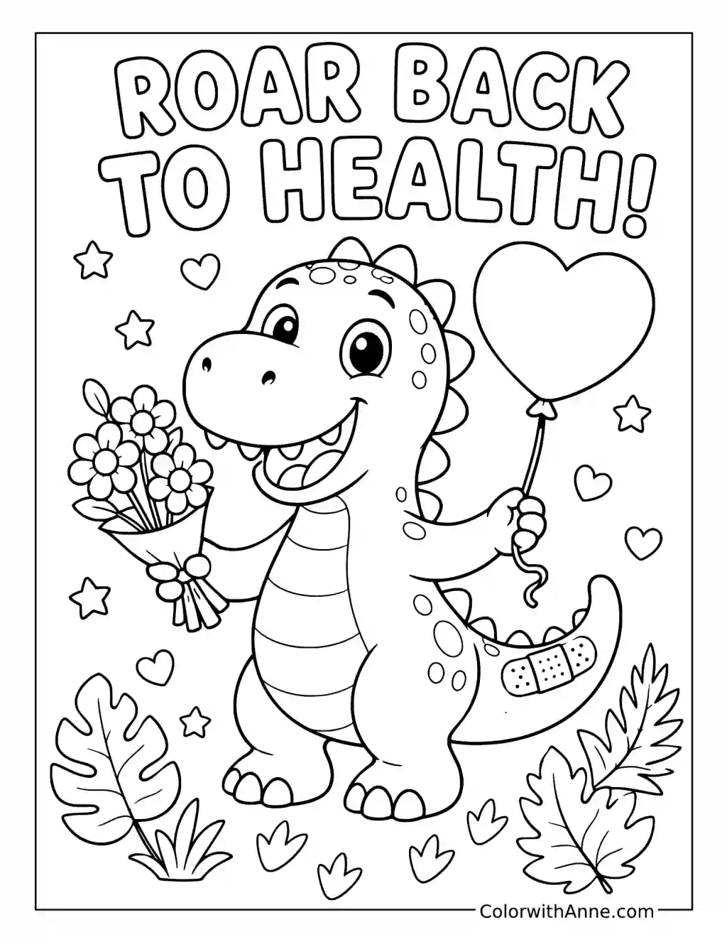 Dinosaur Roaring Back to Health coloring page