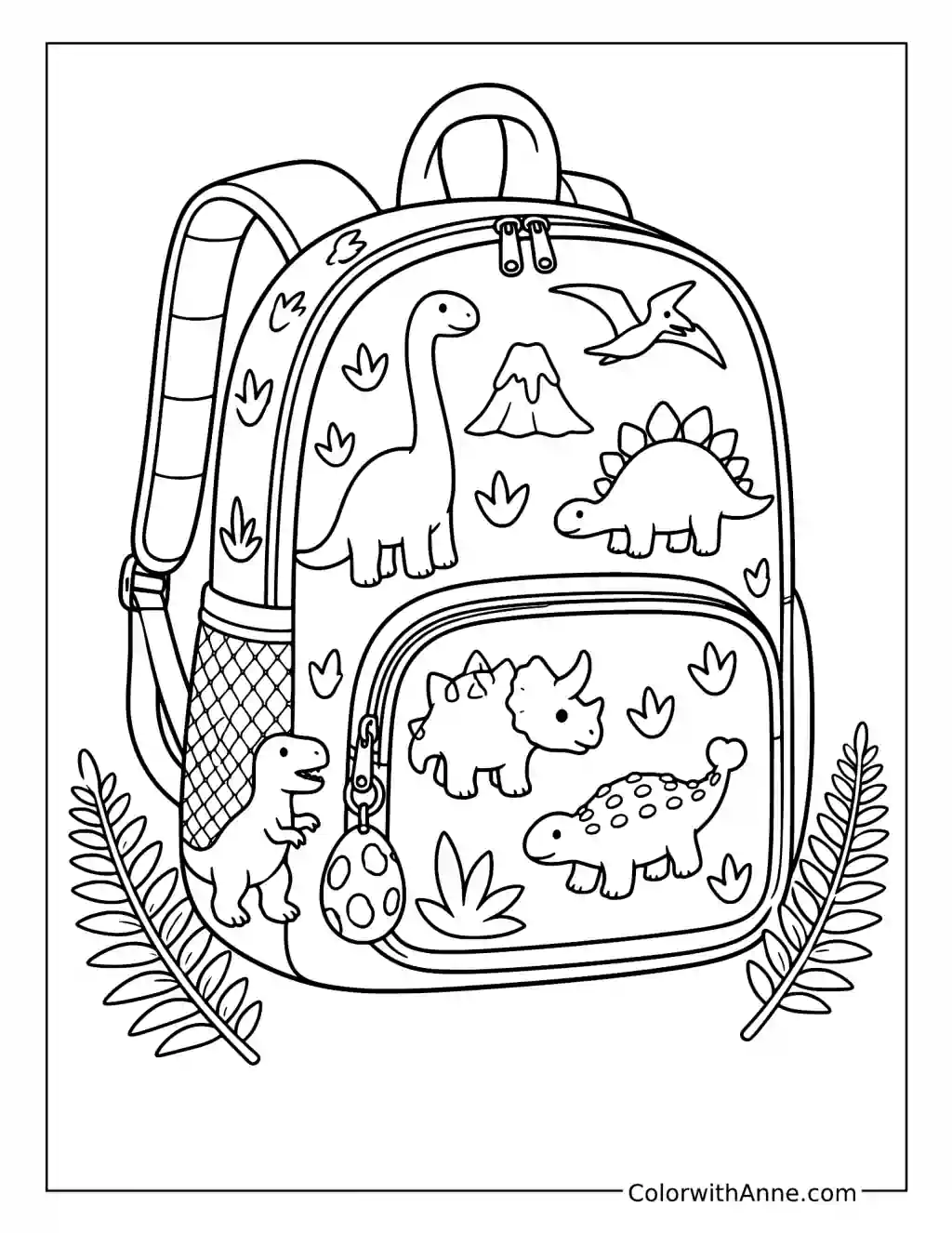 Dinosaur School Backpack coloring page