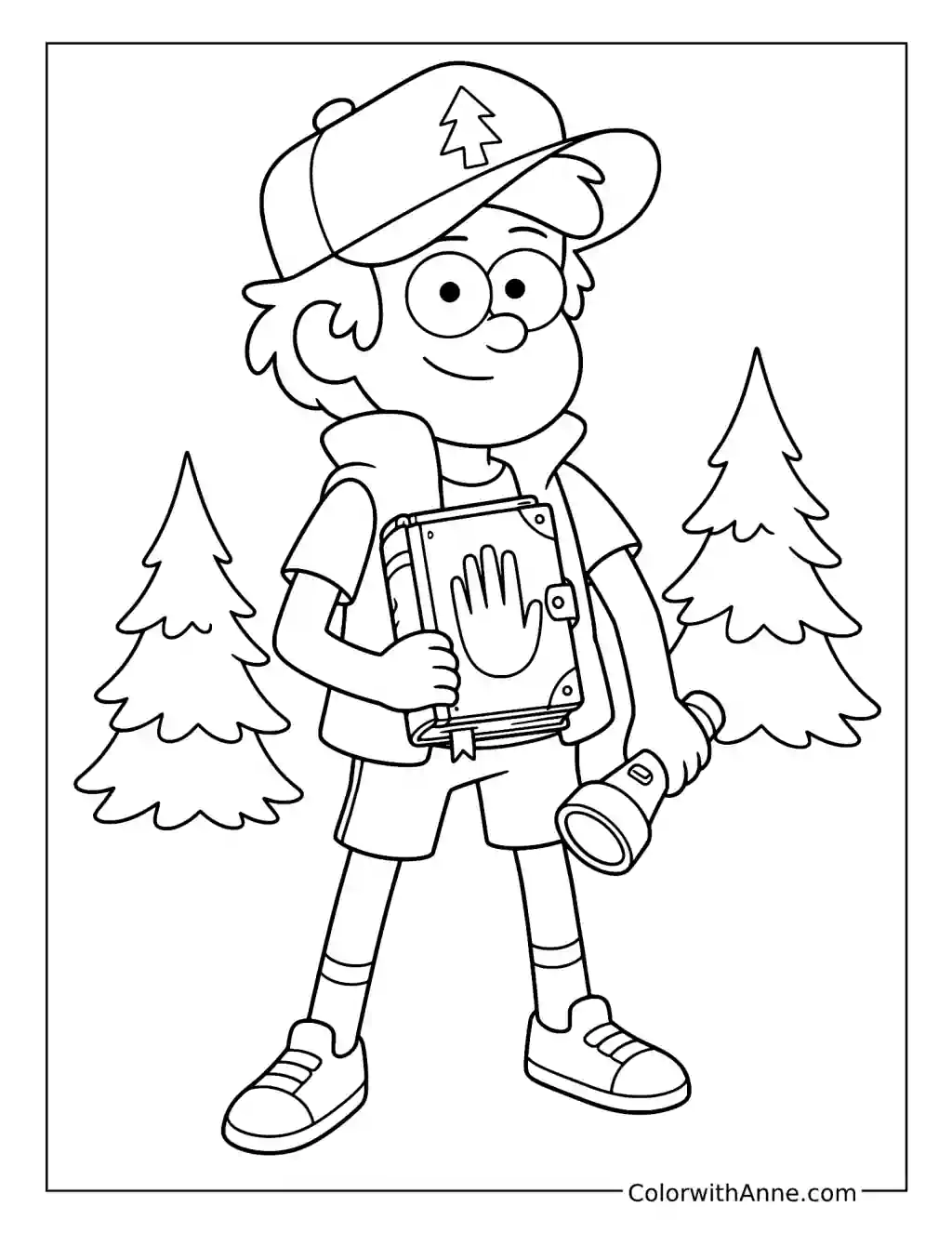 Dipper Pines Holding Journal 3 coloring page