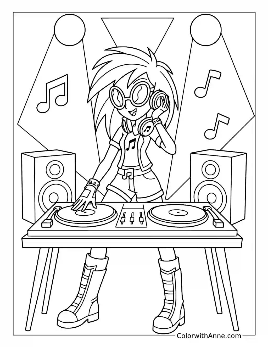 DJ Pon-3 at the Turntables coloring page