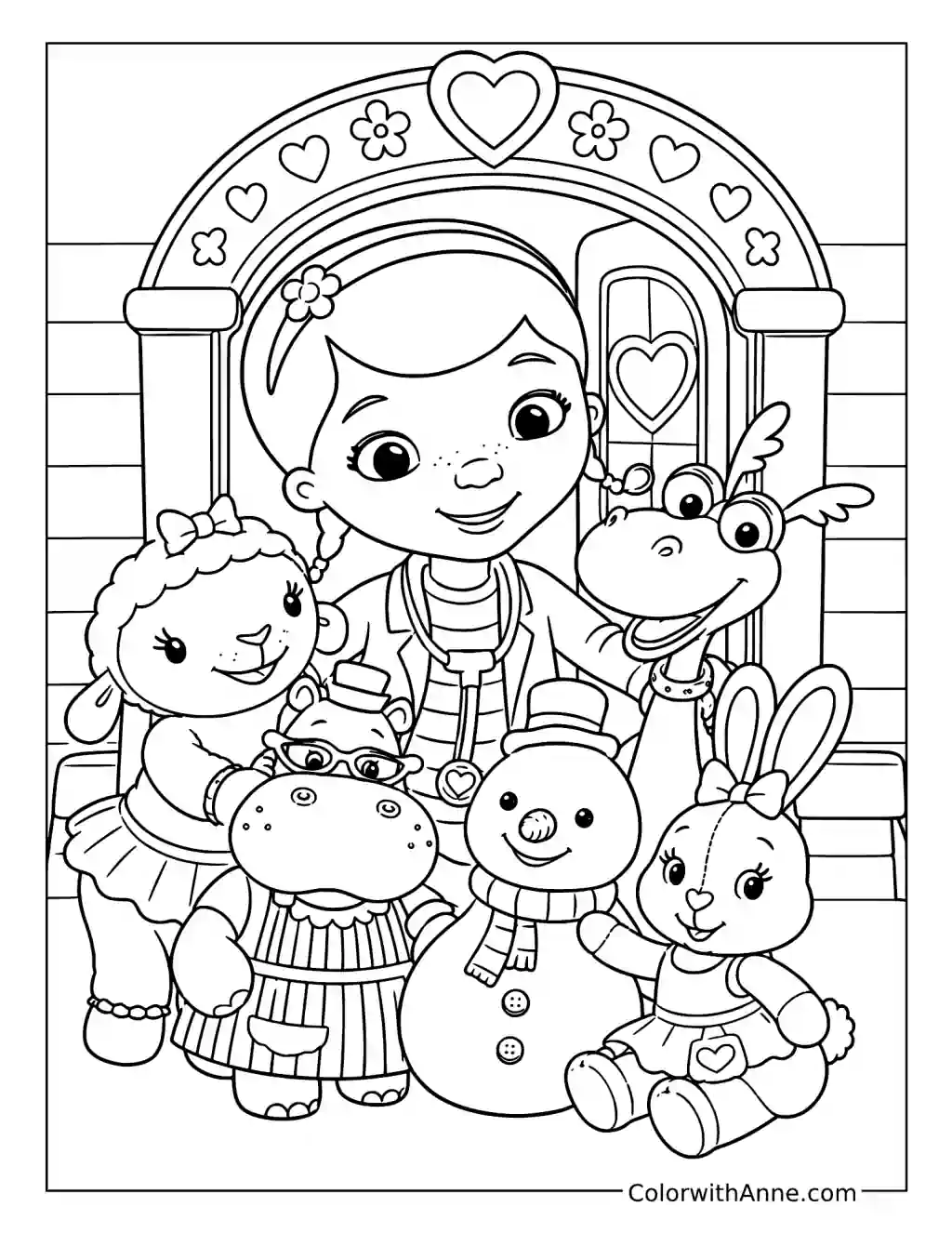 Doc and Friends’ Caring Clinic Portrait coloring page
