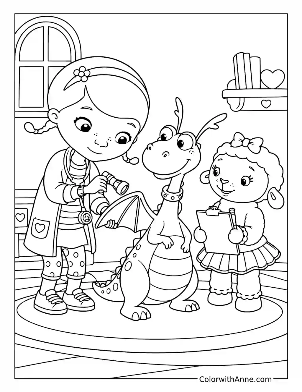 Doc Examines Stuffy’s Wing coloring page
