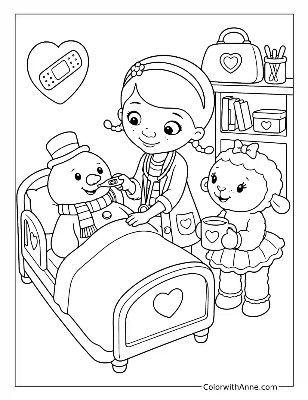 Doc Helps Chilly Feel Better coloring page