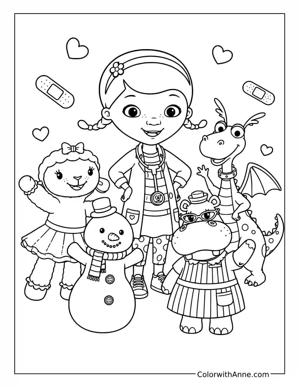 Doc McStuffins and Toy Clinic Friends coloring page