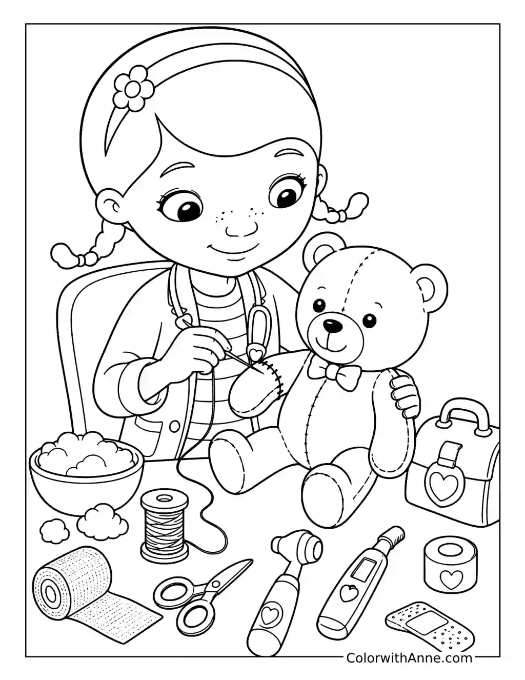 Doc McStuffins Fixes a Teddy Bear coloring page