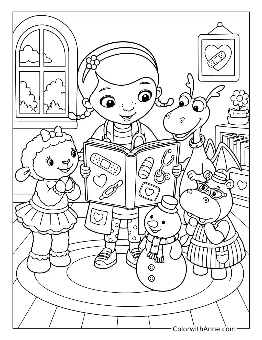 Doc McStuffins Opens the Boo-Boo Book coloring page