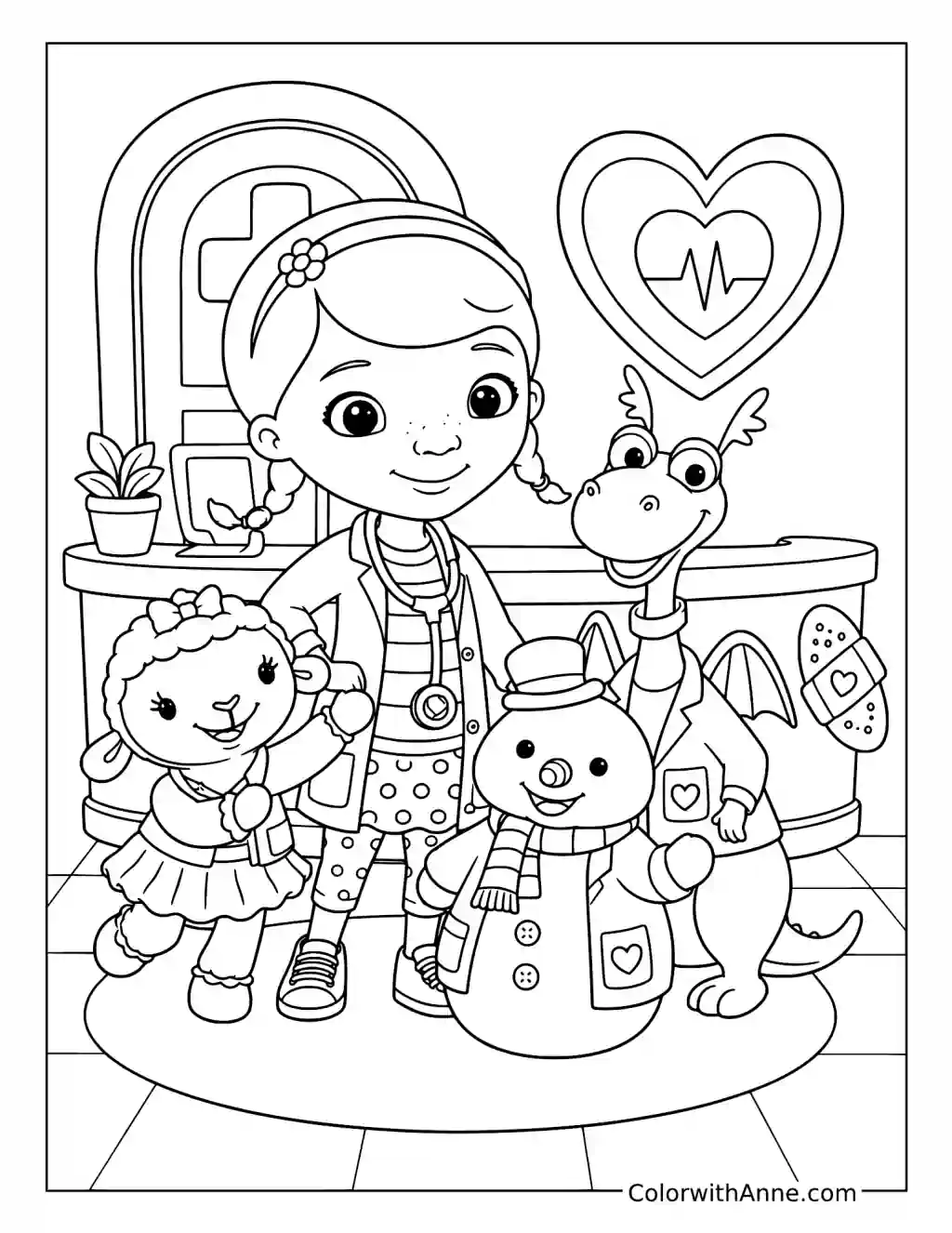 Doc’s Toy Hospital Team coloring page