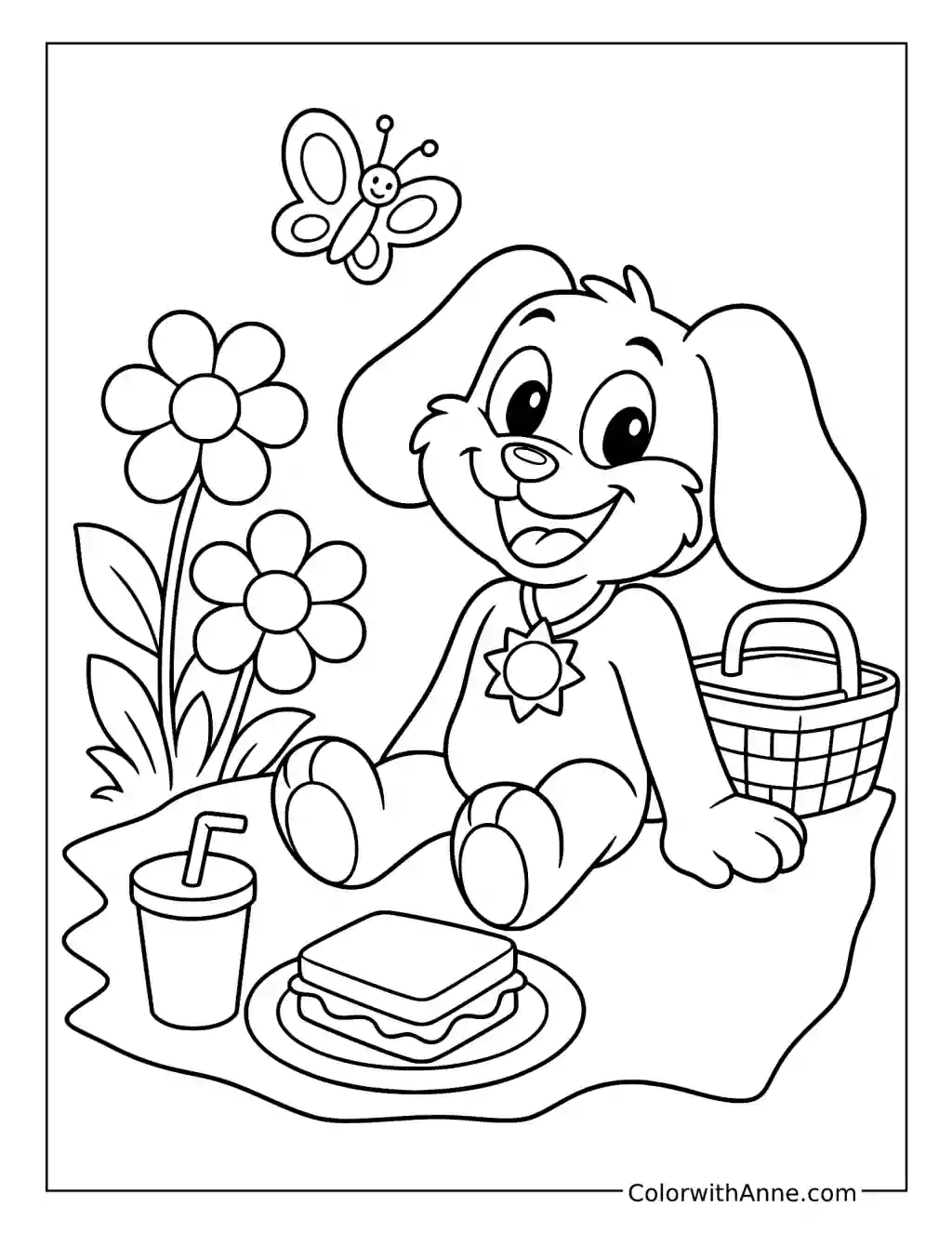 DogDay Enjoying a Sandwich Picnic coloring page