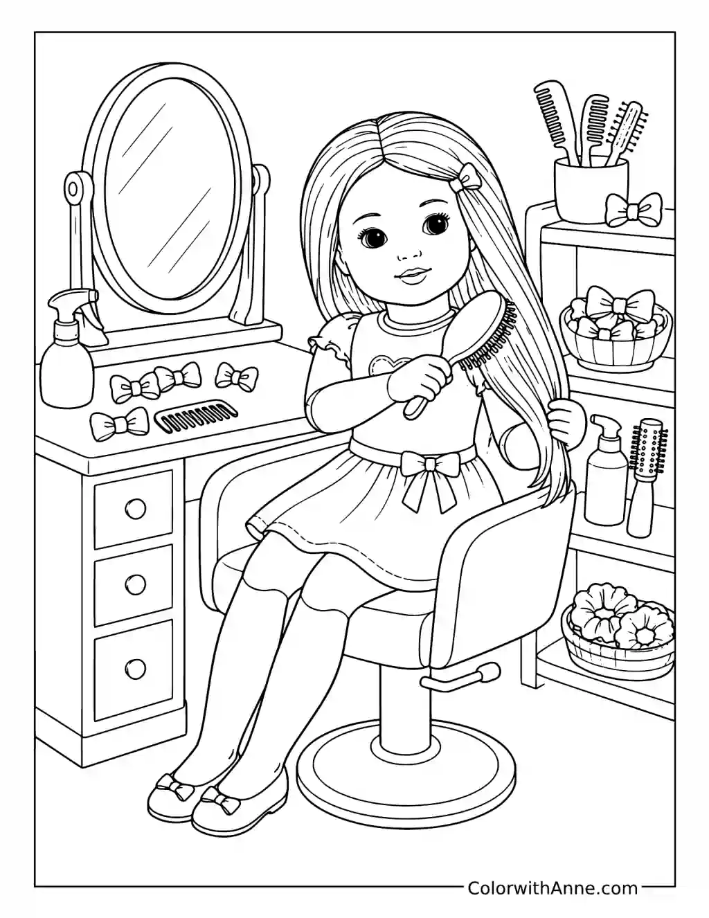 Doll at a Hair Salon coloring page